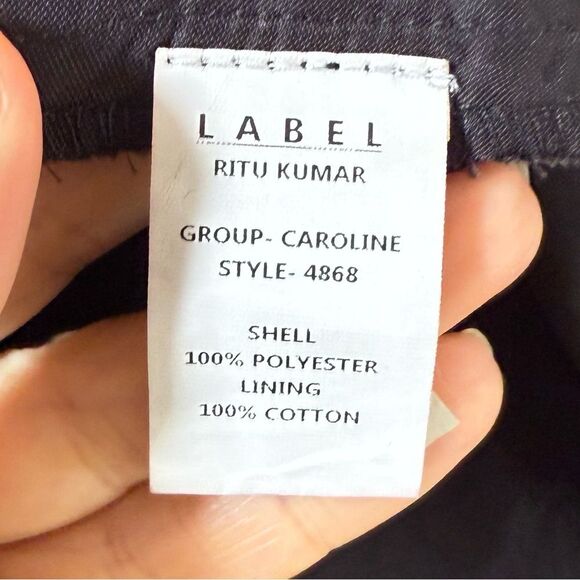 LABEL RITU KUMAR Caroline Flared Dress with Embroidered Yoke in Black M NWT - Picture 15 of 16